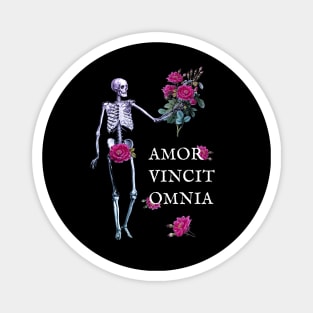 Amor Vincit Omnia skeleton and roses dark Magnet